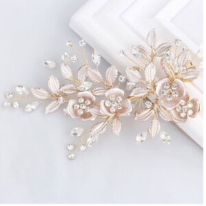 Light Rose Gold Wedding Clip Rhinestone Bridal Comb Barrette